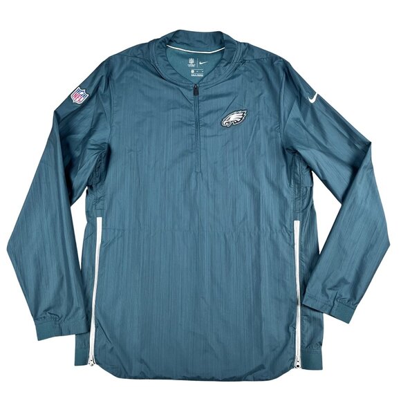 Philadelphia Eagles Nike NFL Green 1/2 Zip Windbreaker Sz Medium - Picture 1 of 5